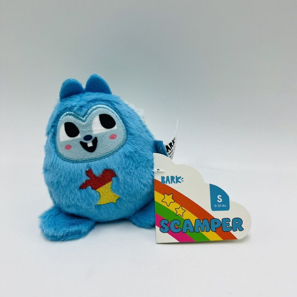 Bark Box S Scamper Squirrel Plush Dog Toy Crinkle Squeaker Treat Trap New
